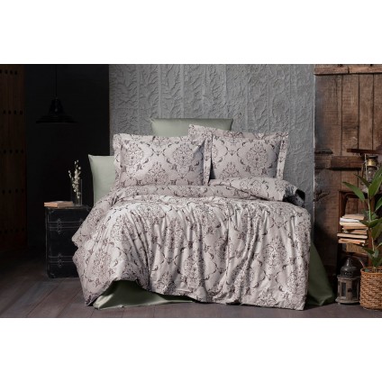 Постільна Білизна Arya Vogue Органик Жаккард 350TC 200x220 Paris Антрацит - Сірий
