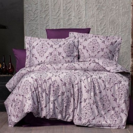 Постільна Білизна Arya Vogue Органик Жаккард 350TC 200x220 Paris Фіолетовий